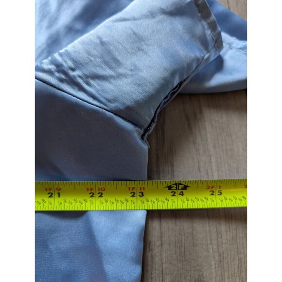Valerie Stevens Womens Light Blue Satin Pajama Set Button-Up Top & Shorts - Picture 8 of 8